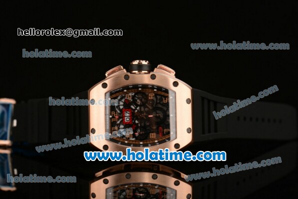 Richard Mille Felipe Massa Flyback Chrono Swiss Valjoux 7750 Automatic Rose Gold Case with Arabic Numeral Markers and Skeleton Dial - Click Image to Close